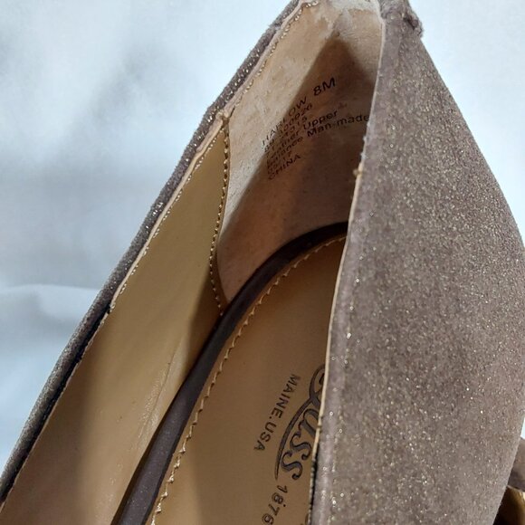 NEW! G.H. Bass & Co "Harlow" D'orsay Flat Metallic Brown Suede Weejuns - 8 - Picture 10 of 13